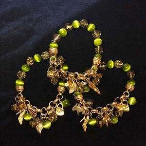 Handmade green and gold bracelet